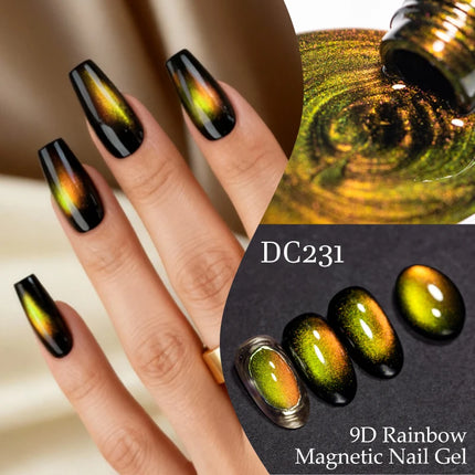7ml 9D Rainbow Magnetic Gel Nail Polish Aurora Effect Nails Semi Permanent Soak Off UV LED Gel Varnish Nail Art Nail Supplies