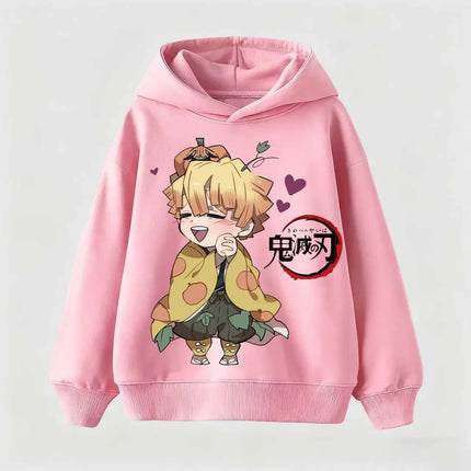 Autumn Fashion Casual Demon Slayer Warm Hoodie Anime Print Sportswear For Kids Boys Clothes Girls