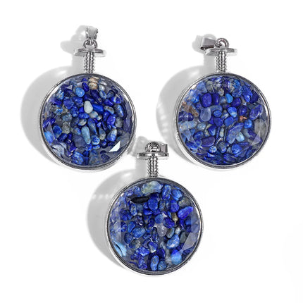 Blue Lapis Lazuli Pendant Gems Cross Hand Oval Shape Natural Stone Lapis Lazuli Charms for Jewelry Making Necklace DIY Bracelet