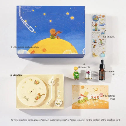 Little Prince Aromatherapy Lighting Painting Bluetooth Speaker Stereoscopic Sound Effects Rotating Retro Record Speaker
