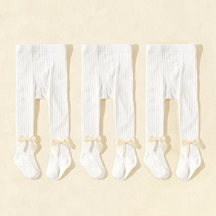 3PCS/Set Spring and Autumn Princess Bowknot Girls Fashion Comfortable Breathable Cotton Pantyhose for Babies