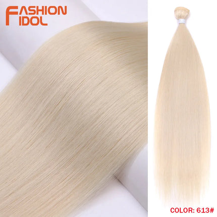 FASHION IDOL Synthetic Hair Bundles 30 inch Salon Yaki Straight Hair Ombre Red High Temperature Fiber Ponytail Hair Extensions