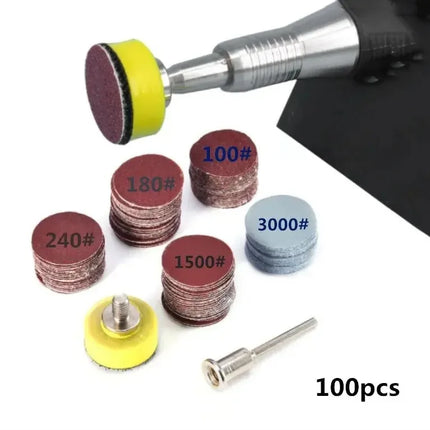 1 Inch 100 Pieces Sandpaper Set 25mm Sanding Discs Abrasive Polishing Pads for Dremel Tool