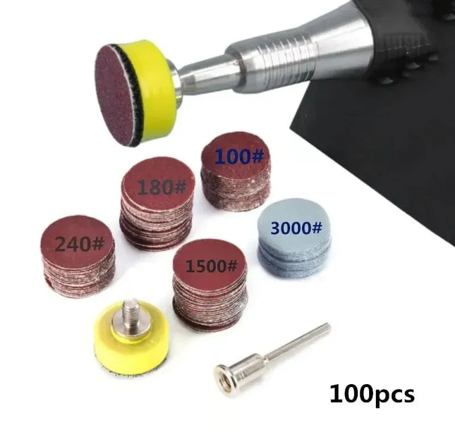 1 Inch 100 Pieces Sandpaper Set 25mm Sanding Discs Abrasive Polishing Pads for Dremel Tool
