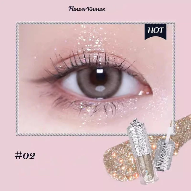 Flower Knows Swan Ballet Series Liquid Eye Shadow Pearlescent Fine Shiner Fine Sparkling Sequins 4g Eye Makeup
