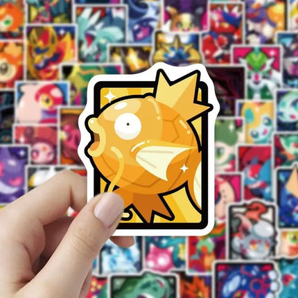 60Pcs Pokemon Bold Color Block Stickers Pikachu Cute Pocket Monster Decals for DIY Crafts Kids Toys & Gifts