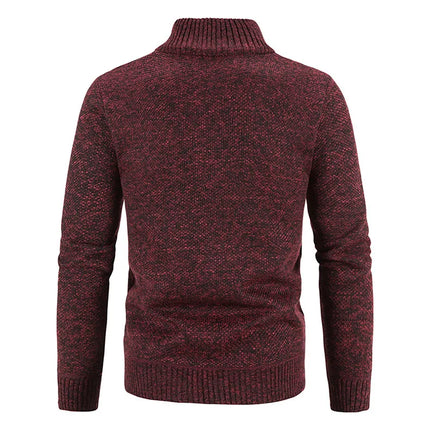 Men's Thickened Woolen Cardigan Coat Zipper Collar Knitted Sweater Autumn Winter New Style Fashion Urban Youth Casual Knitwear
