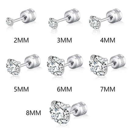 2 piece Medical Stainless steel Crystal Zircon Ear Studs Earrings Tragus Cartilage Hypoallergenic Screws Piercing Jewelry
