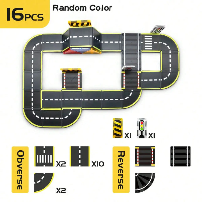 Magnetic Building Blocks, Magnetic Toy, Transportation-Themed Road Planning Architect, Durable Abs Structure, with Race Track
