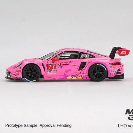 MINI GT 1:64 911 GT3 R #77 AO Racing 2024 Simulation static alloy car model, Boys' festival gift toy collection ornament.