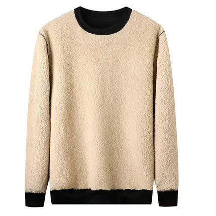 Men's Winter Fleece Sweatshirts Boy Man Keep Warm Underwear Casual Solid Color Pullover Lambswool O-neck Thickened Thermal Tops