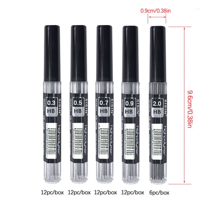 Metal Mechanical Pencil 0.3/0.5/0.7/0.9/2.0mm HB Automatic Pencil with Protective Cover Office School Writing Supplies