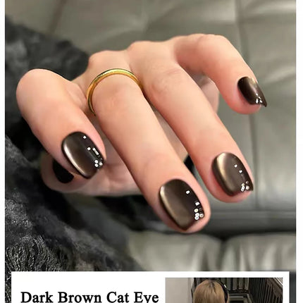 1pcs TC Coffee Brown Cat Eye Gel Nail Polish Whitening Caramel Maillard Brown Glass Bead Nail Art Holiday DIY Nail Polish Design