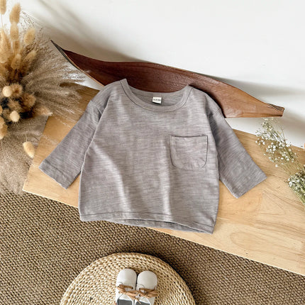 Baby Original Pocket Sports Shirt With 2025 Korean Autumn Baby Top, Children's Top Men's Top, Girls' Top