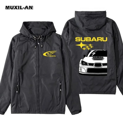 For Men and Women  High Quality Subaru Emblems Racing Fleet Jacket Racing Jacket Fashion Motorcycle Jacket Hooded Top