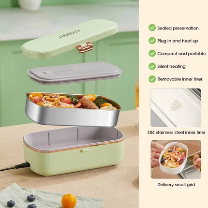 Large Capacity Portable Insulated Lunch Box with Stainless Steel and PP Material Handbag for Office Workers and Travelers