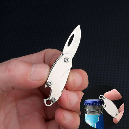 New Outdoor Folding Pocket Knife Keychain D2 Steel Sharp Cutting Camping Survival Tool Bottle Opener Portable Key Chain Pendant
