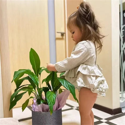 Toddler Cotton Linen Ruffle Tops + Tutu Bloomers Shorts 2pcs Outfits Spring Baby Girl Clothes Sets Princess Girl Outfits 0-3T