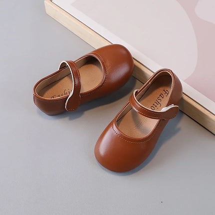 Girls Black Leather Shoes for Wedding Party Back To School Flats Kids Mary Janes Simple Classic Soft Anti-skid Kids Casual Shoes