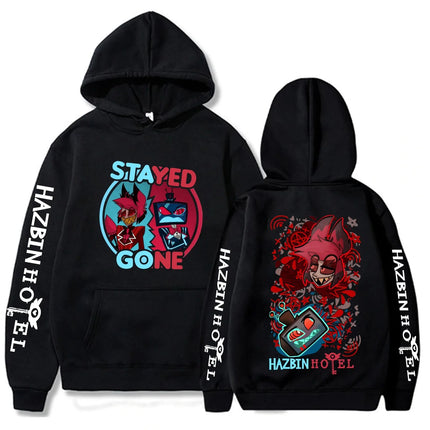 Anime Hazbin Hotel Peripherals Vox Angel Dust Graphic Print Hoodie Harajuku Pullover Man Woman Loose Casual Oversized Sweatshirt