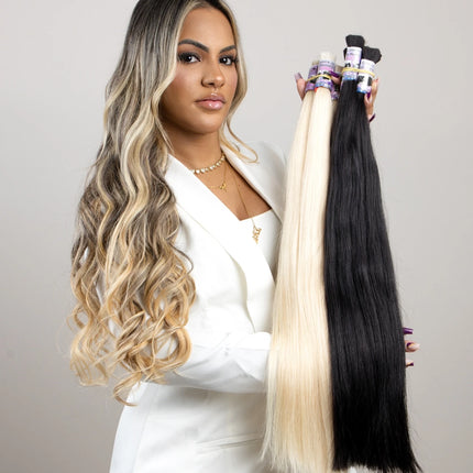 100% Human Hair Bulk No Weft Remy Vietnam Hair Straight Hair Bundles Real Natural Black Hair 613 Blonde 30inch For Braiding