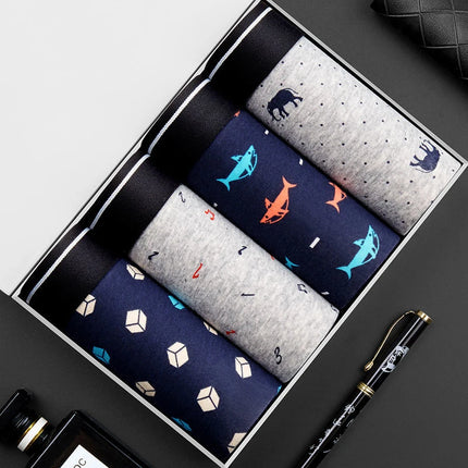 4pcs Men's Panties Sexy Shorts Cotton Underwear Male Breathable Boxers Solid Boxer Shorts Brand Underpants