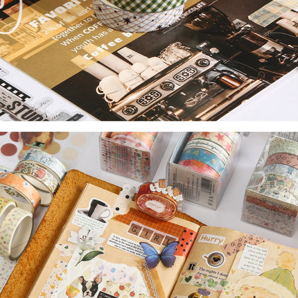 MINKYS 5pcs/set Basic Grid Star Decorative Tape Cute Cartoon Creative Washi Tape School Stationery