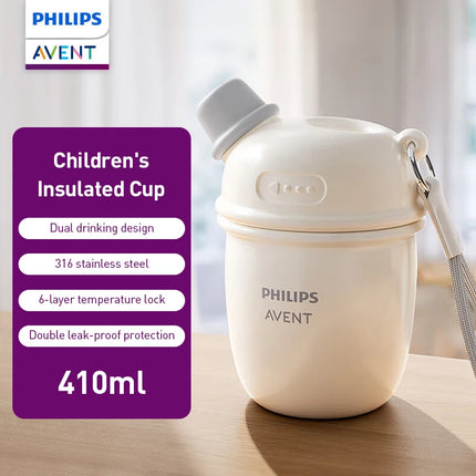 Philips Children's Insulated Cup 410ml kid's Insulated Cup Dual drinking design Double leak-proof protection 316 stainless steel