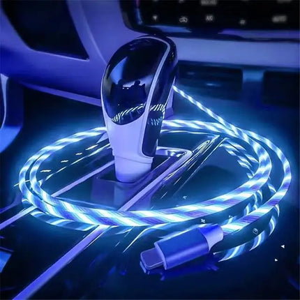Metal Streamer & Glowing LED Charger Cables - Fast Charging for iPhone,Huawei,Xiaomi,Samsung.Type C & Lightning Options