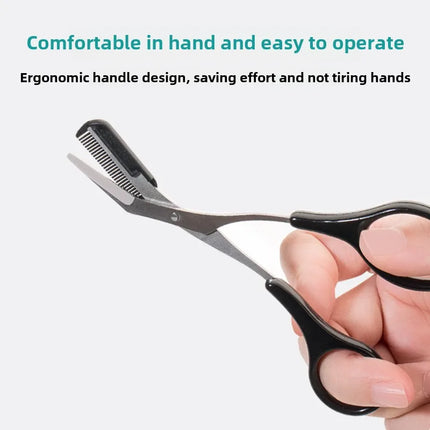 1Pc Safe Eyebrow Trimmer Black Eyebrow Scissors with Comb Hair Removal Shaver Eyebrows Shaping Makeup Tool  Stainless Steel 2025