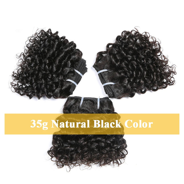 Code Calla Bouncy Curly Hair Bundles Double Drawn Indian 6-inch Short Cut Remy Human Hair Extensions Natural Black Brown Color