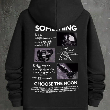 2026 Viral Fall Winter Black Fleece Hoodie Space Rocket Math Equation Graphic Korean Kpop Y2K Aesthetic Trendy Pullover Top