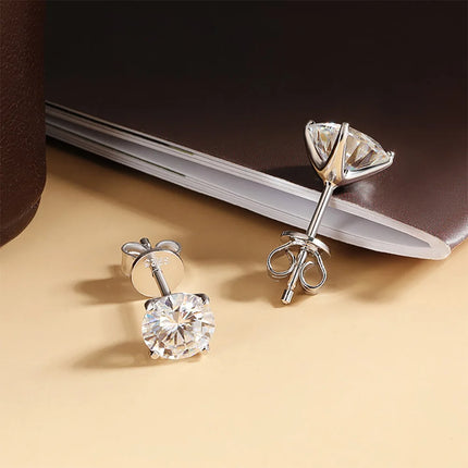 0.1-5ct Moissanite Stud Earring for Women Men Round D Color Diamond 925 Sterling Silver 18K Gold Plated Jewelry with Certificate