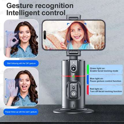 AXNEN P02 360 Rotation Follow-up Gimbal Stabilizer Monopod Desktop Tracking Gimbal with Remote for Phone Live Photography