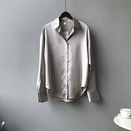 Spring Fashion Elegant Button Up Women Shirt Vintage Blouse White Tops Lady Long Sleeves Female Plus Size Loose Street Shirts