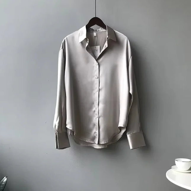 Spring Fashion Elegant Button Up Women Shirt Vintage Blouse White Tops Lady Long Sleeves Female Plus Size Loose Street Shirts