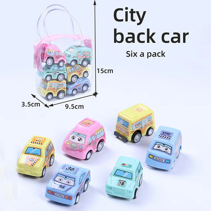 6Pcs/set Pull Back Car Toy Set Mini Inertial Engineering Vehicles for Kids Cartoon Cute Style Play Vehicles Children Gifts TMZ