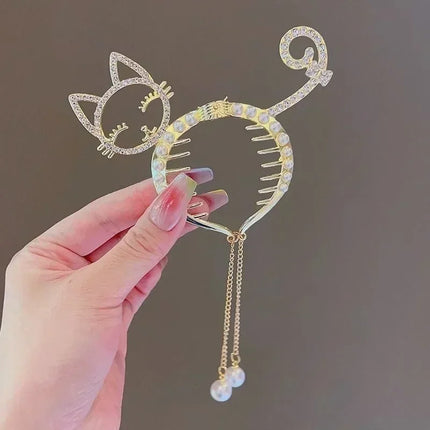 Children Rhinestone Angel Wing Animal Ears Baby Hair Clip Elegant Pearl Hairpins Ponytail Headband for Girl Kids Accessories