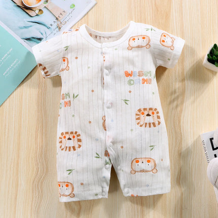 2025 New Baby Onesies Climbing Clothes Pure Cotton Summer Newborn Boys Girls Rompers Short-Sleeved Thin Harness Infant Clothes
