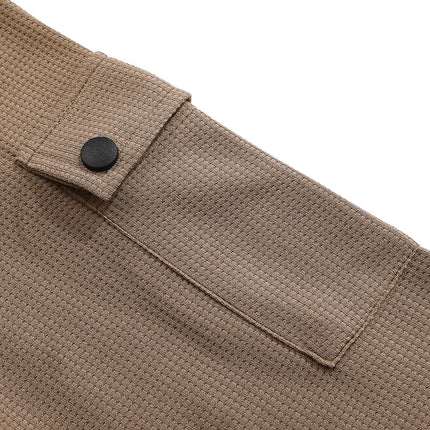 Men's New  Button Henley neck Shirt Long Sleeve Casual Button Solid color T-Shirt Fashion Waffle Cotton Fake two-piece T-Shirt