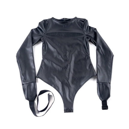 Women Sex Toys of BDSM Bondage Long Sleeve Bodysuit Belt Leather Arm Binder Restraint Straitjacket for Slave Cosplay Costume