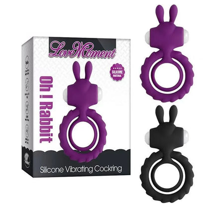 Penis Ring Dual Vibrating Delay Ejaculation Erection Enhancer Vibrator with Rabbit Ear Durable Cock Rings Sex Toy Men Couples