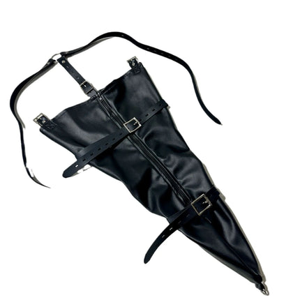 Premium Leather Adult Bondage Game Tight Arm Confinement Binding Bag Zipper Sex Restraint