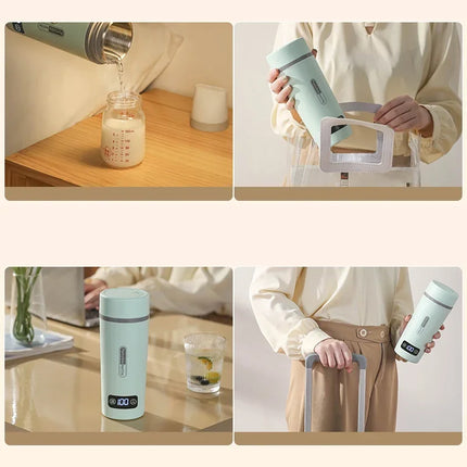 Portable Mini Temperature Adjustable Electric Water Heater Cup with Thermal Insulation for Office and Travel