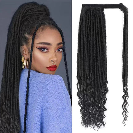Clip In Dreadlock Ponytail Extensions Faux Locs Twisted Hairpiece for Black WomenGoddess Locs Wrap Around Synthetic Fake Pony Ha