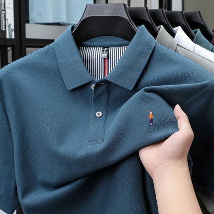 100% Cotton High-End Brand Men's Short Sleeve Polo Shirt with Cartoon Character Embroidery - New Summer Comfortable, Breathable Fashion T-shirt