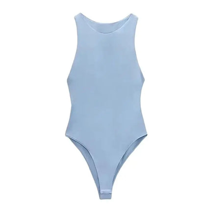 Women Fashion With Halter Neck Skinny Bodysuit Sexy Sleeveless Snap-button Female Playsuits Mujer