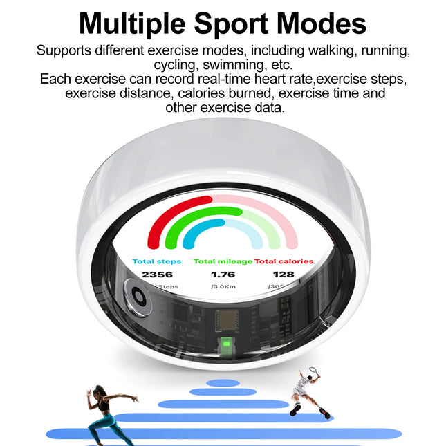 R12 Smart Ring Men Women Gesture Control Health and Sleep Monitor Multi Sport Mode 5ATM Waterproof Smart Ring with Charging Case