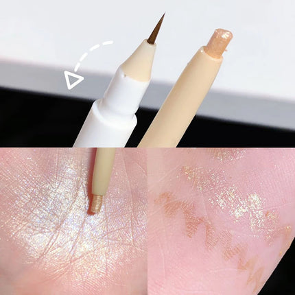 Double Head Matte Pink Lying Silkworm Pen Waterproof Lasting Brightening Glitter Natural Eyeshadow Pen Korean Makeup Cosmetic ﻿
