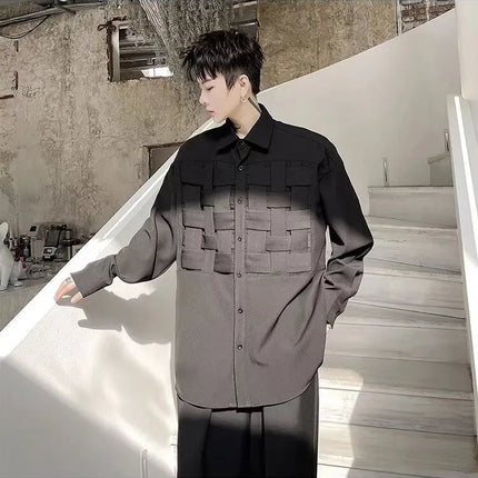 Loose Long Sleeve Men's Shirt Designer Dark Casual Fashion Stylist Cool Handsome Style Street Trend Polyester Fiber Adult Male